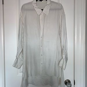 SEN Hi-Lo Pinstripe Button Down Shirt - Sz. L